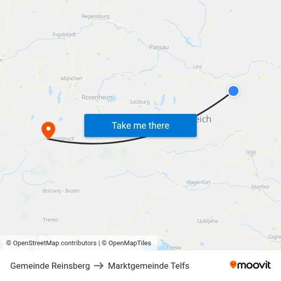Gemeinde Reinsberg to Marktgemeinde Telfs map