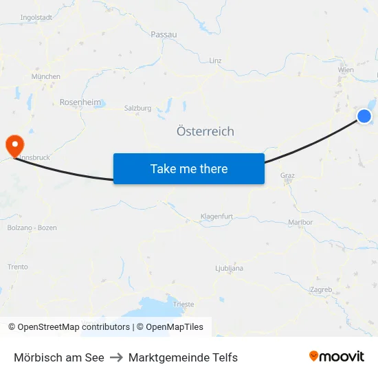 Mörbisch am See to Marktgemeinde Telfs map