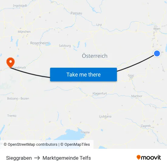Sieggraben to Marktgemeinde Telfs map
