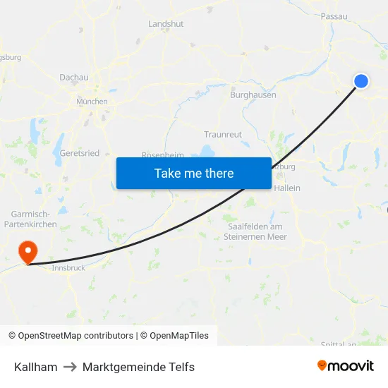 Kallham to Marktgemeinde Telfs map
