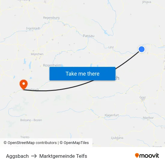 Aggsbach to Marktgemeinde Telfs map