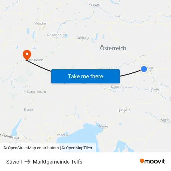 Stiwoll to Marktgemeinde Telfs map