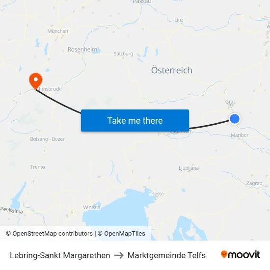 Lebring-Sankt Margarethen to Marktgemeinde Telfs map