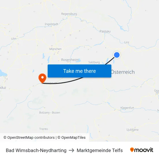 Bad Wimsbach-Neydharting to Marktgemeinde Telfs map