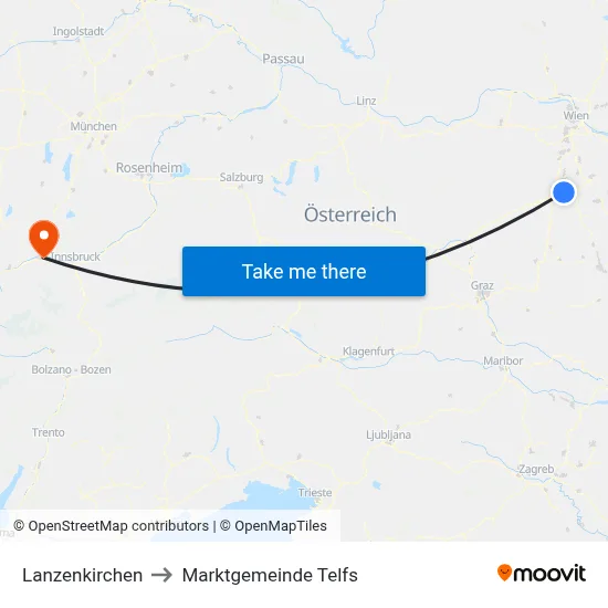 Lanzenkirchen to Marktgemeinde Telfs map