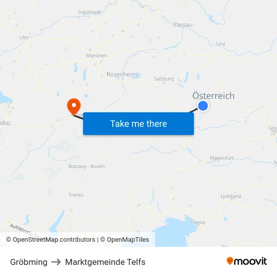 Gröbming to Marktgemeinde Telfs map