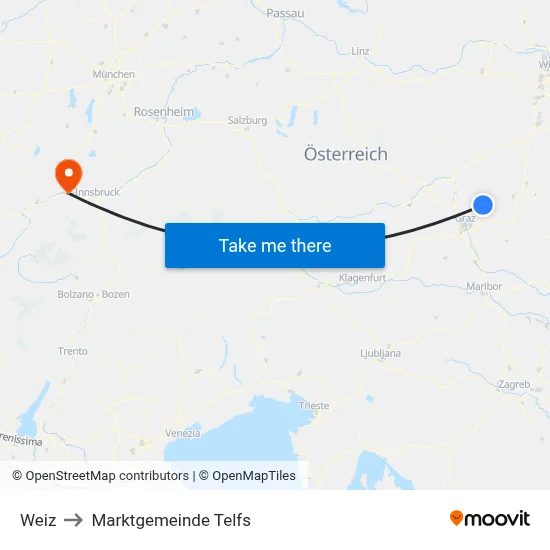 Weiz to Marktgemeinde Telfs map