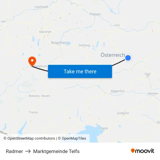 Radmer to Marktgemeinde Telfs map