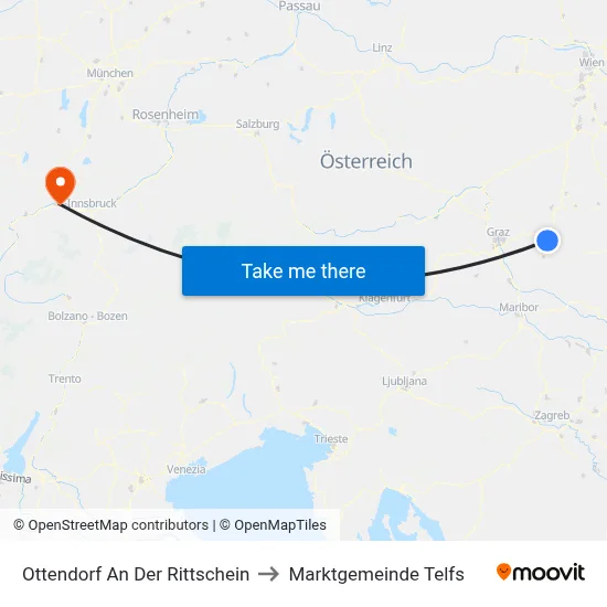 Ottendorf An Der Rittschein to Marktgemeinde Telfs map