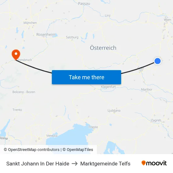 Sankt Johann In Der Haide to Marktgemeinde Telfs map