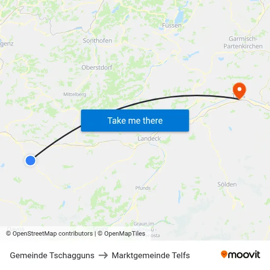 Gemeinde Tschagguns to Marktgemeinde Telfs map