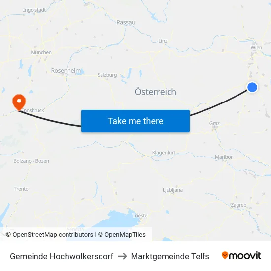 Gemeinde Hochwolkersdorf to Marktgemeinde Telfs map