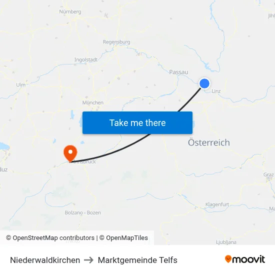 Niederwaldkirchen to Marktgemeinde Telfs map