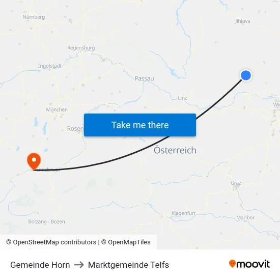 Gemeinde Horn to Marktgemeinde Telfs map
