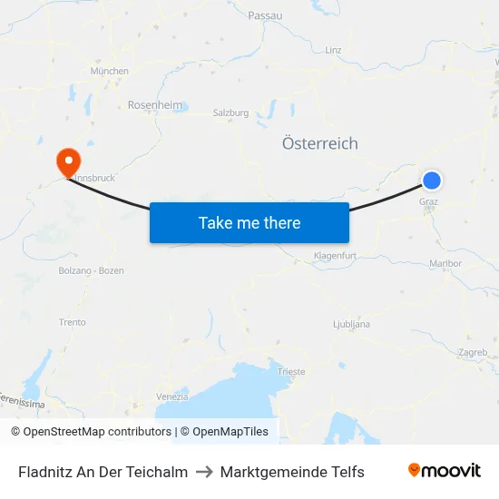 Fladnitz An Der Teichalm to Marktgemeinde Telfs map