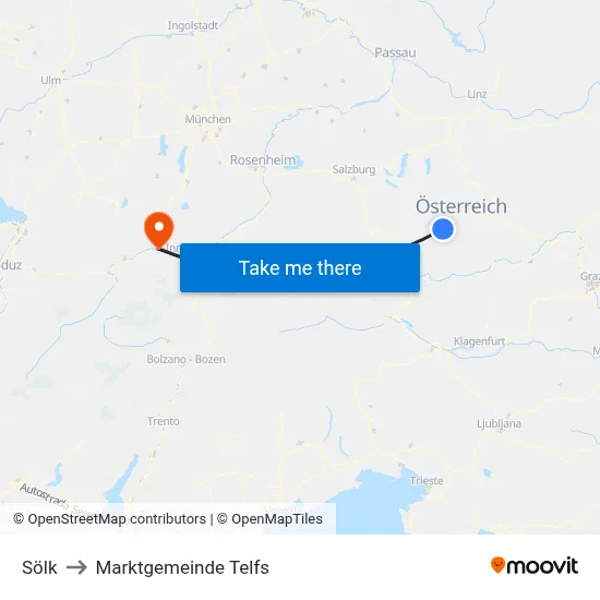 Sölk to Marktgemeinde Telfs map
