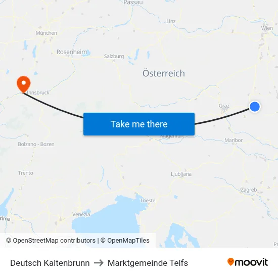 Deutsch Kaltenbrunn to Marktgemeinde Telfs map