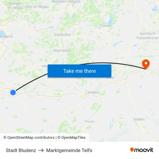 Stadt Bludenz to Marktgemeinde Telfs map