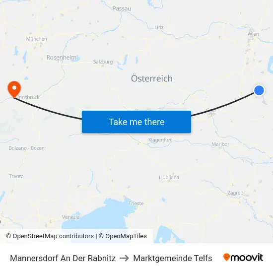 Mannersdorf An Der Rabnitz to Marktgemeinde Telfs map