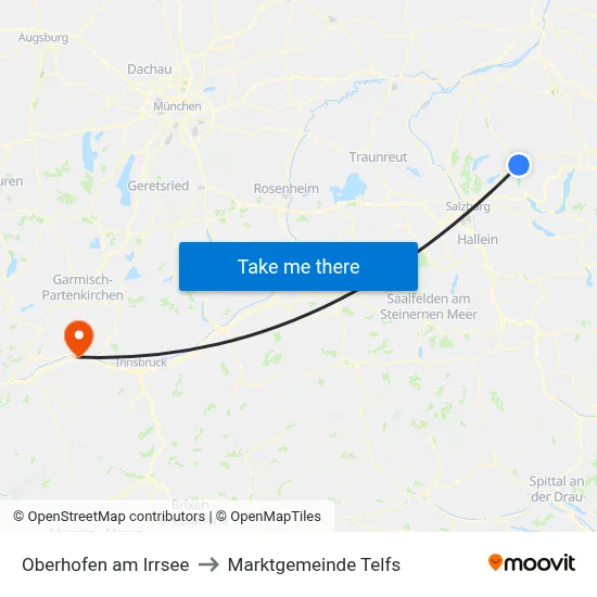 Oberhofen am Irrsee to Marktgemeinde Telfs map