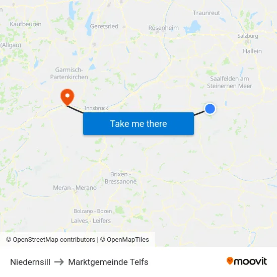 Niedernsill to Marktgemeinde Telfs map