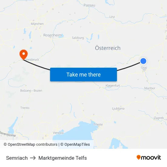 Semriach to Marktgemeinde Telfs map
