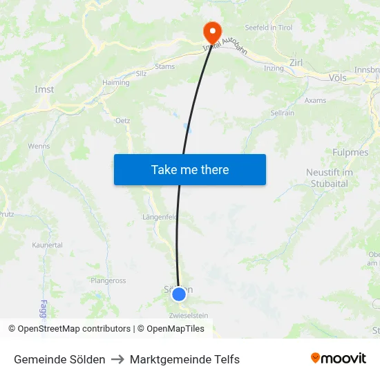 Gemeinde Sölden to Marktgemeinde Telfs map