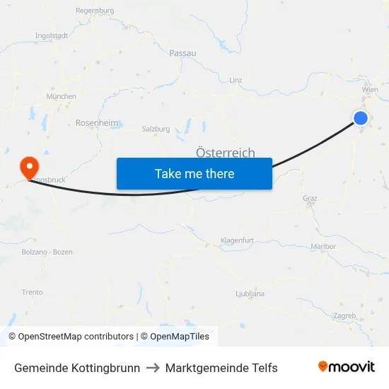 Gemeinde Kottingbrunn to Marktgemeinde Telfs map