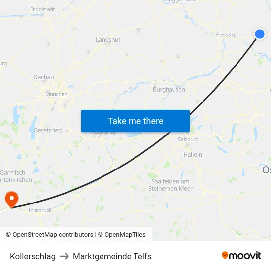 Kollerschlag to Marktgemeinde Telfs map