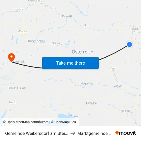 Gemeinde Weikersdorf am Steinfelde to Marktgemeinde Telfs map