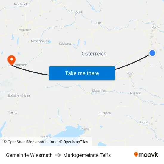Gemeinde Wiesmath to Marktgemeinde Telfs map