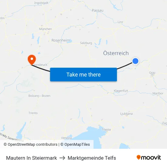 Mautern In Steiermark to Marktgemeinde Telfs map
