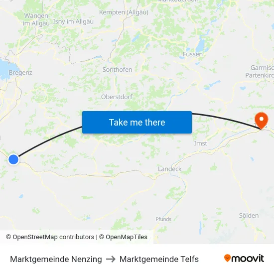 Marktgemeinde Nenzing to Marktgemeinde Telfs map