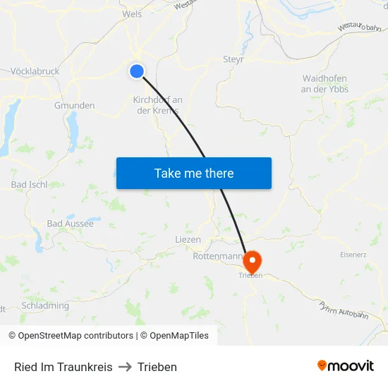 Ried Im Traunkreis to Trieben map