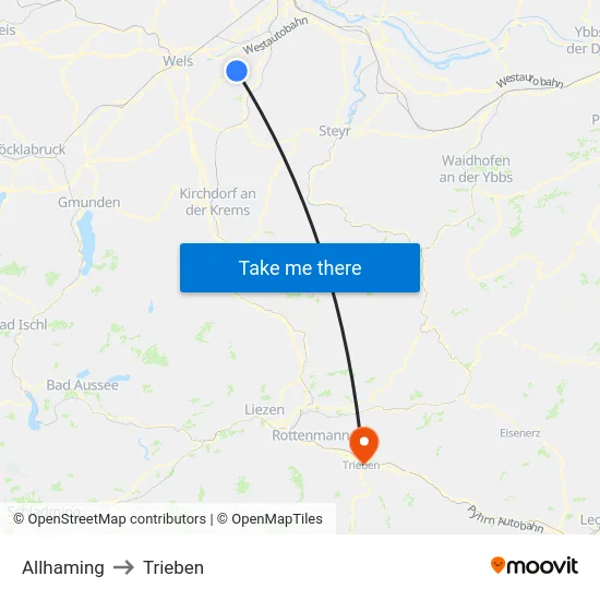Allhaming to Trieben map
