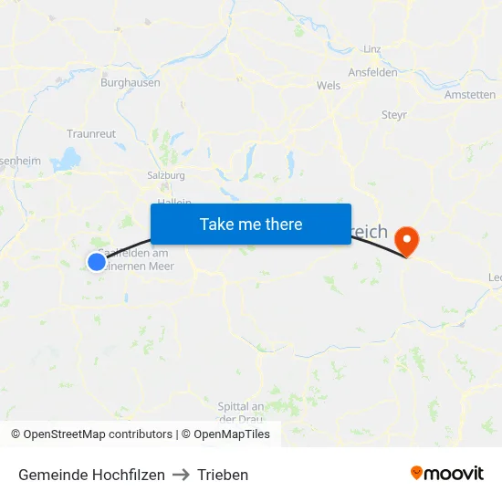 Gemeinde Hochfilzen to Trieben map