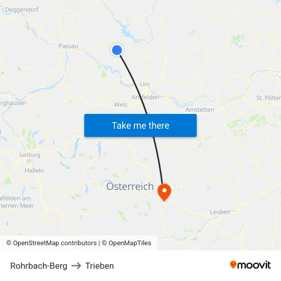 Rohrbach-Berg to Trieben map