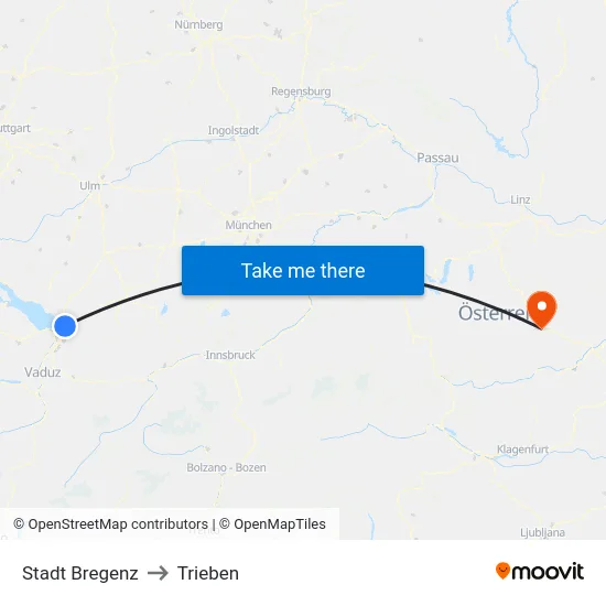 Stadt Bregenz to Trieben map