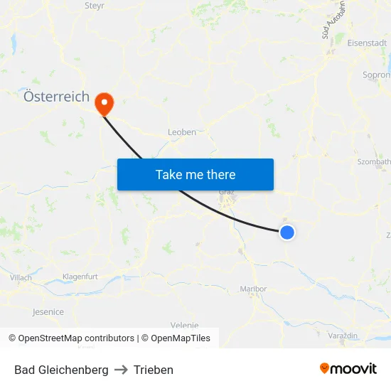 Bad Gleichenberg to Trieben map
