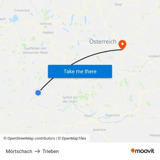 Mörtschach to Trieben map