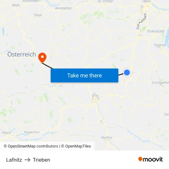 Lafnitz to Trieben map