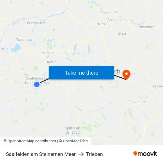 Saalfelden am Steinernen Meer to Trieben map