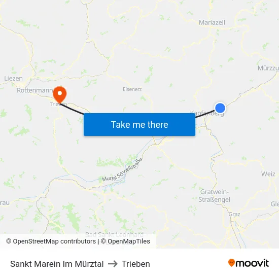 Sankt Marein Im Mürztal to Trieben map