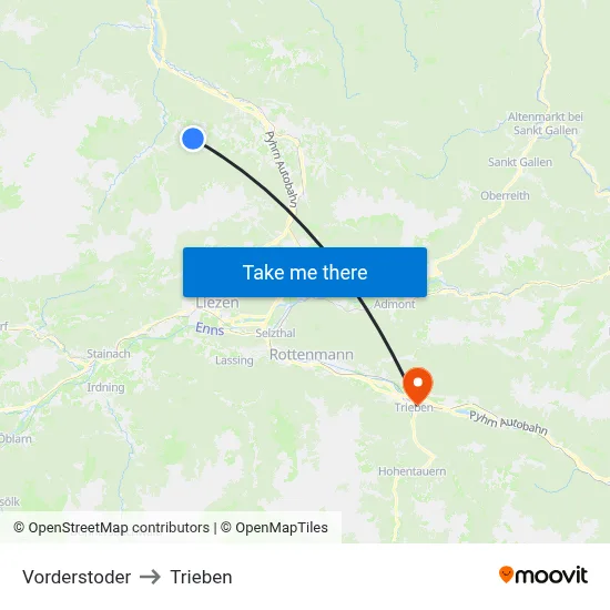 Vorderstoder to Trieben map