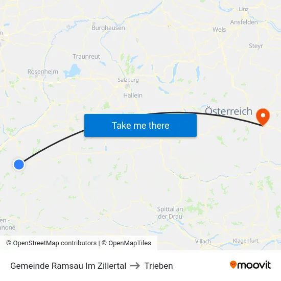Gemeinde Ramsau Im Zillertal to Trieben map