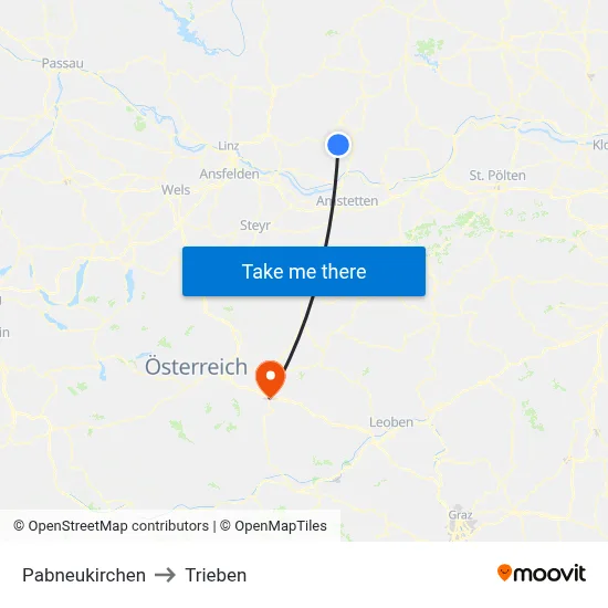 Pabneukirchen to Trieben map