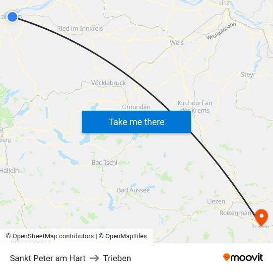 Sankt Peter am Hart to Trieben map
