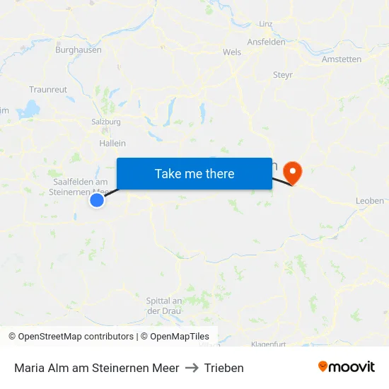 Maria Alm am Steinernen Meer to Trieben map