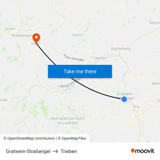 Gratwein-Straßengel to Trieben map