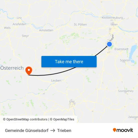 Gemeinde Günselsdorf to Trieben map